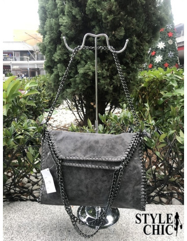 Bolso Cadenas Grande Gris Oscuro