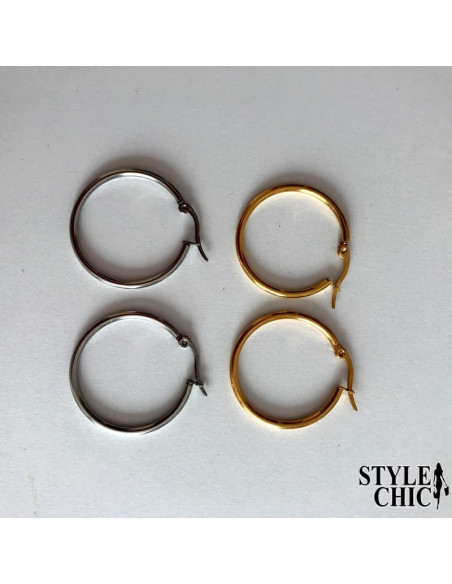Pendientes AROS 25mm de acero quirúrgico