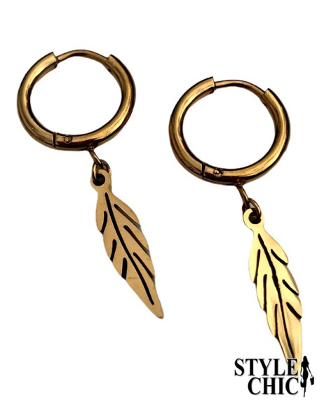 Pendientes PLUMAS de acero quirúrgico