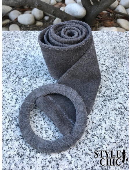 Cinturón de Piel Serraje Gris