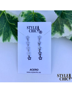 Pendientes Largos Estrellas Caladas