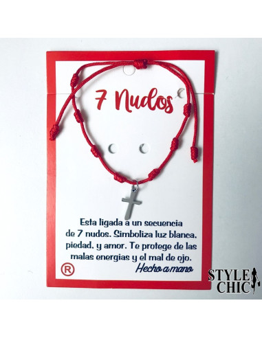 Pulsera 7 nudos y CRUZ