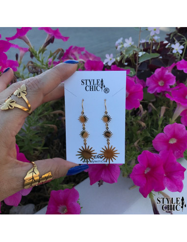 Pendientes 3 Soles Dorado