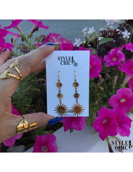 Pendientes 3 Soles Dorado