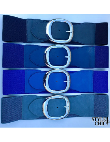 Cinturón Elástico Ancho Azules